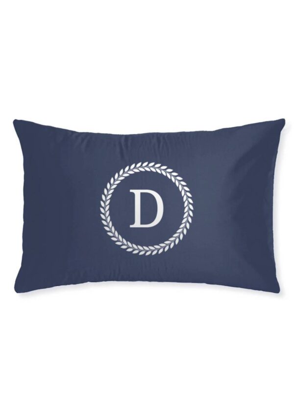 Poszewka SATYNA ZOE z inicjałem - granatowa