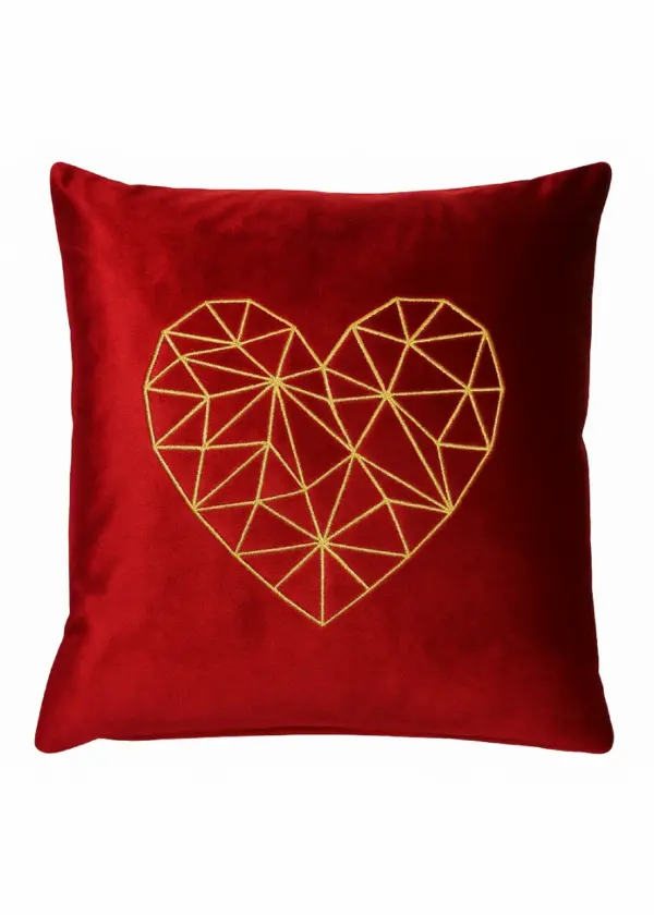 MARO HOME-poduszka dekoracyjna- geometric heart-bordo
