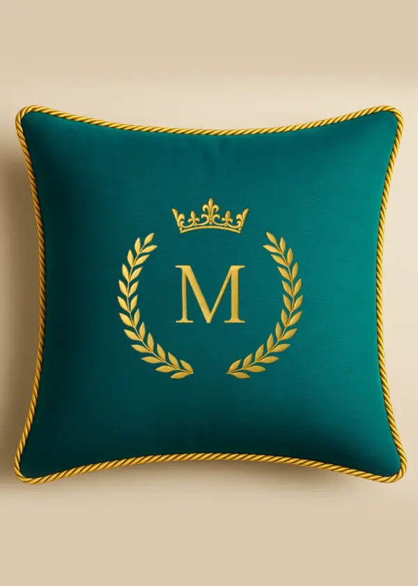 Poduszka VELVET QUEENY z monogramem - Turkus