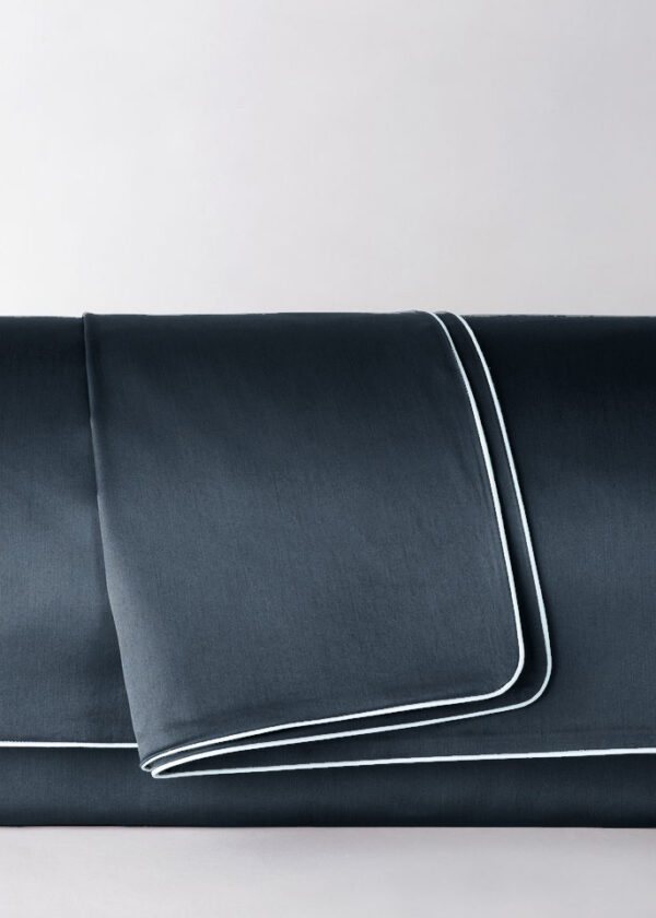 Poszwa satynowa SAN ANTONIO antracytowa z białą lamówką