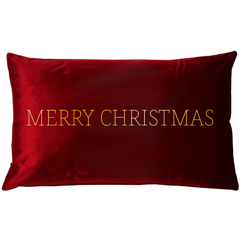 Poduszka prostokąt VELVET z haftem Merry Christmas