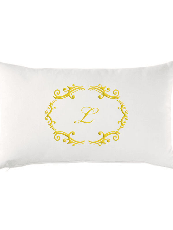 Poduszka prostokąt ecru VELVET ROYAL z monogramem oraz ozdobnym sznurkiem