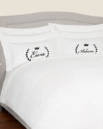 Komplet pościel adamaszkowej z haftowanymi imionami