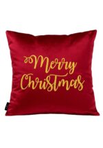 Poduszka VELVET z haftem Merry Christmas
