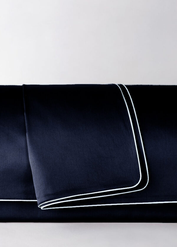 Poszwa satynowa SAN ANTONIO navy blue z białą lamówką