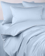 Pościel satynowa SAN ANTONIO - frozen blue z białą lamówką