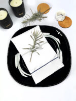 Serweta Veneto Bianco - lamówka navy blue