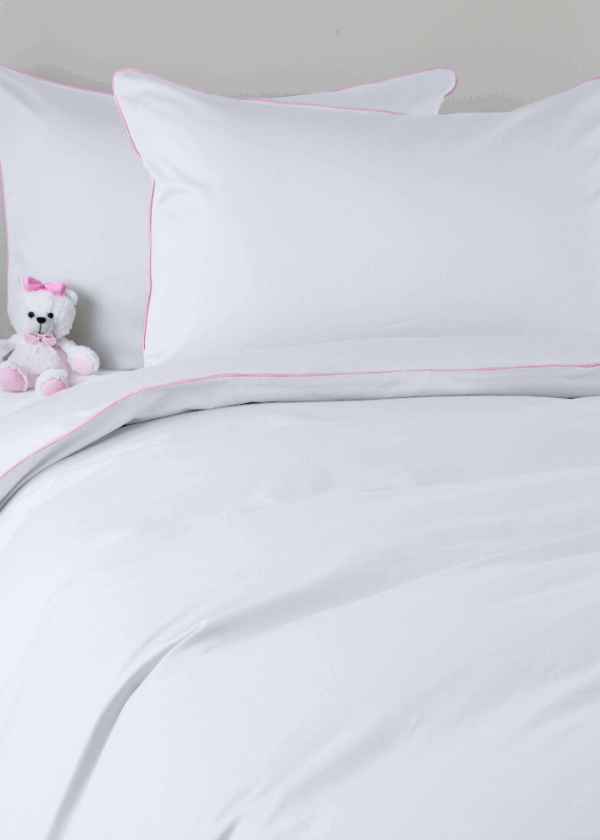 Pościel dziecięca SAN ANTONIO - biała z różową lamówką