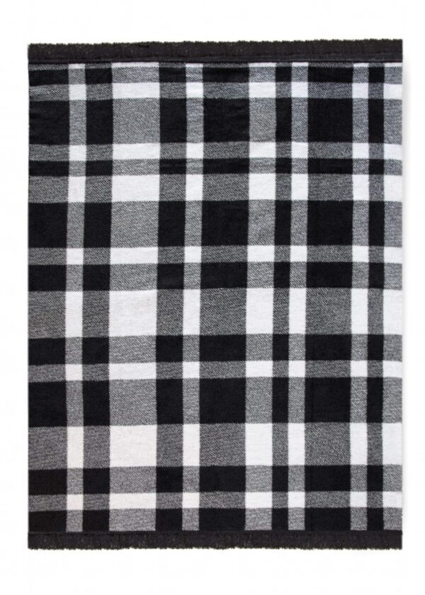 Koc bawełniany krata - czarny - 150 x 200