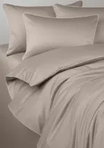 Pościel satynowa SAN ANTONIO - latte beż z białą lamówką