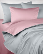 Pościel SAN ANTONIO DUO - szary jasny/powder pink z białą lamówką