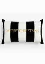 Poduszka prostokąt VELVET STRIPE z haftem Merry Christmas