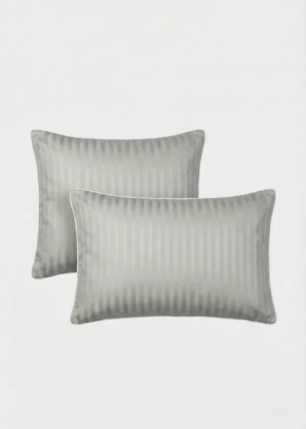 Poszewka adamaszkowa SAN ANTONIO szary jasny z białą lamówką