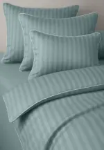 Pościel adamaszkowa SAN ANTONIO – sage mint z białą lamówką