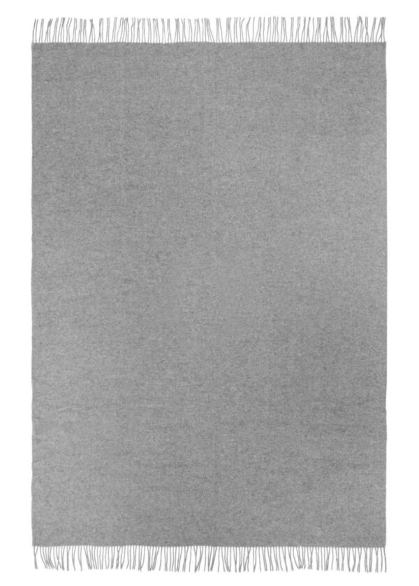 Koc CUBA wełniano-kaszmirowy z frędzlami - ciemny szary - 140 x 200
