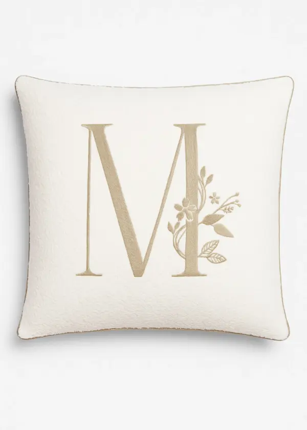 Poduszka BOUCLÉ BOTANIQUE z monogramem