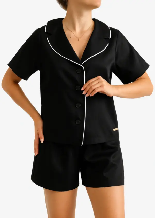 Piżama TENCEL™ LUNA czarna - koszula