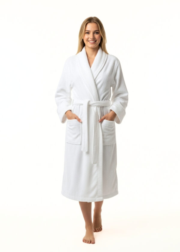 Szlafrok bawełniany PLUSH - biały