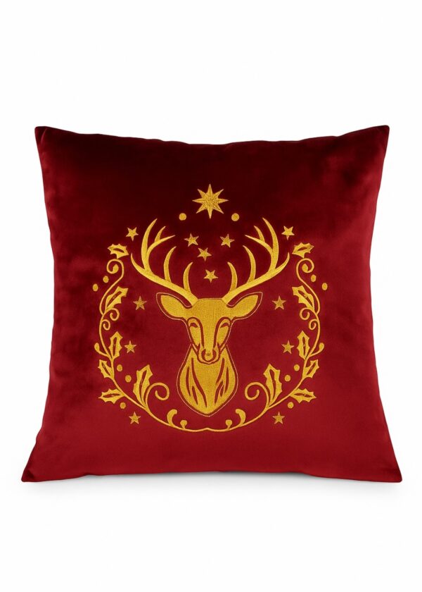 Poduszka VELVET z haftem Golden Reindeer