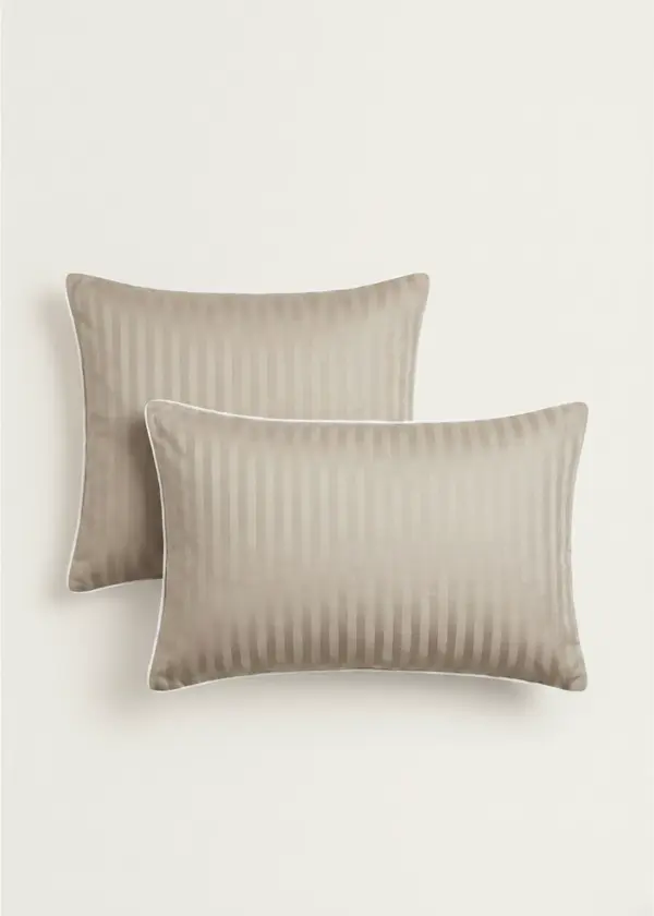 Poszewka adamaszkowa SAN ANTONIO latte beż z białą lamówką